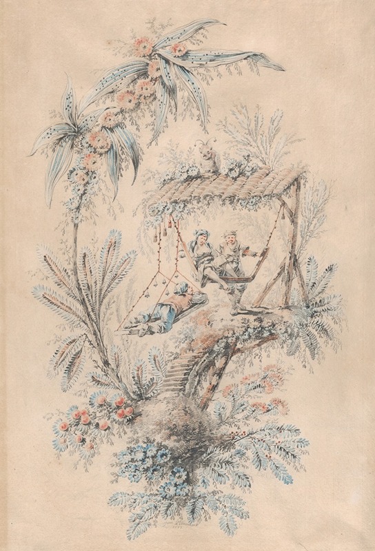 Decorative Fantasy with Exotic Figures in a Tree House — Jean-Baptiste Pillement