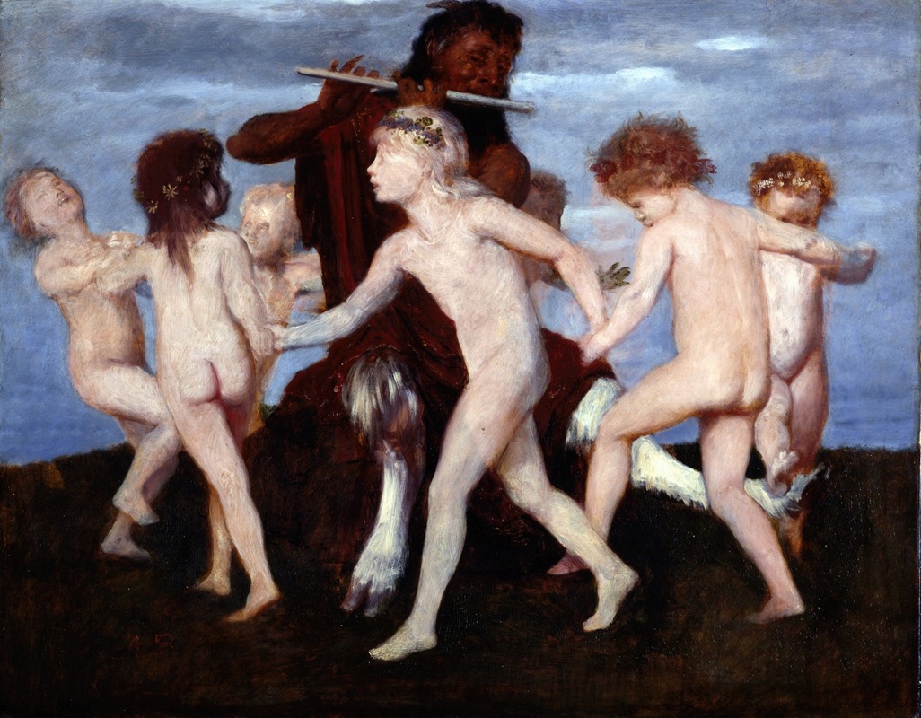 Pan Dancing with Children by Арнольд Бёклин — digital art print download
