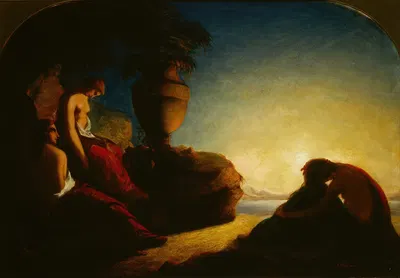 The three sisters of Phaeton weeping over the tomb of their brother by Francis Danby, 1845 — digital art print download