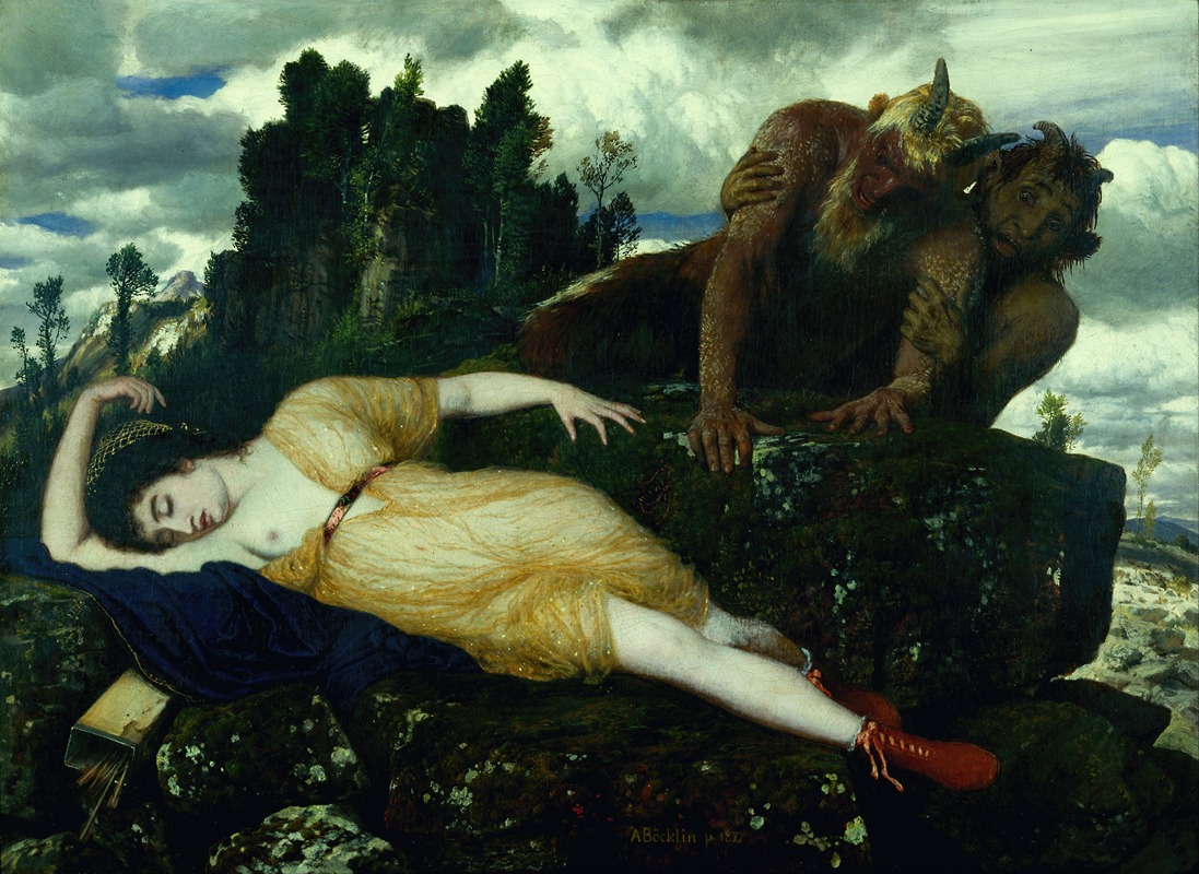 Sleeping Diana Watched by Two Fauns — Arnold Böcklin