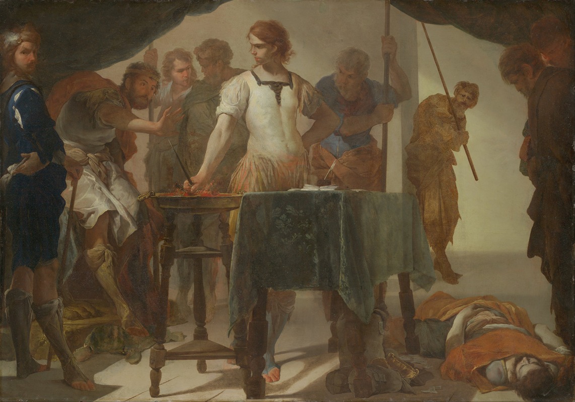 Mucius Scaevola Confronting King Porsenna — Bernardo Cavallino