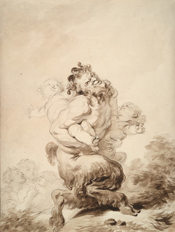 A Satyr Teased by Two Putti by Жан-Оноре Фрагонар — digital art print download