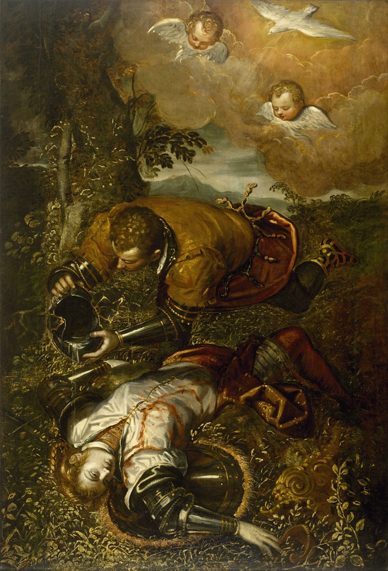 Tancred Baptizing Clorinda by Domenico Tintoretto, 1586-1600 — digital art print download