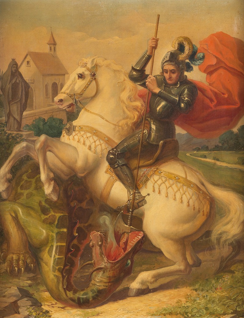 Saint George fighting the dragon by Kaspar Lessing — digital art print download