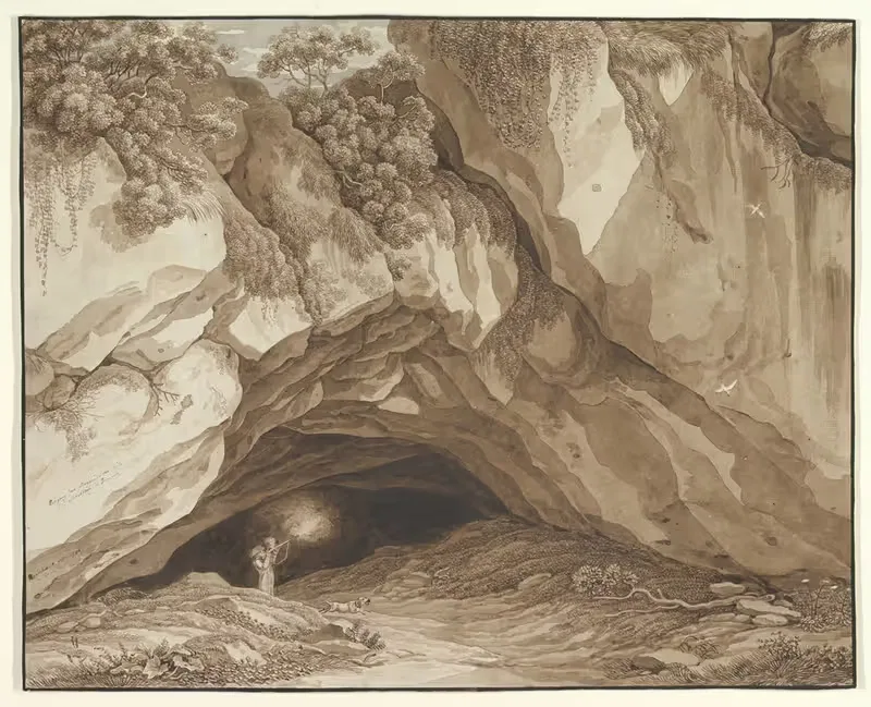 Скалистый пейзаж с охотниками by Иоганн Кристиан Рейнхарт, 1786 — digital art print download