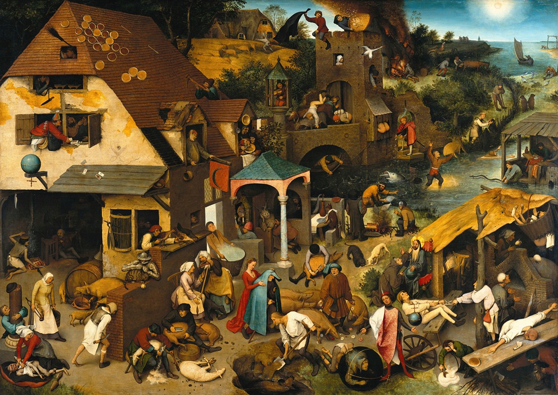 Netherlandish Proverbs by Pieter Bruegel The Elder, 1559 — digital art print download