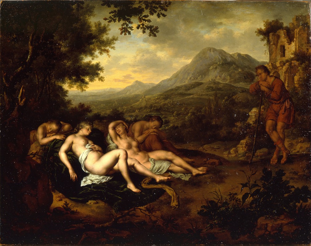 Cimon and Iphigenia by Виллем Ван Мейрис, 1698 — digital art print download