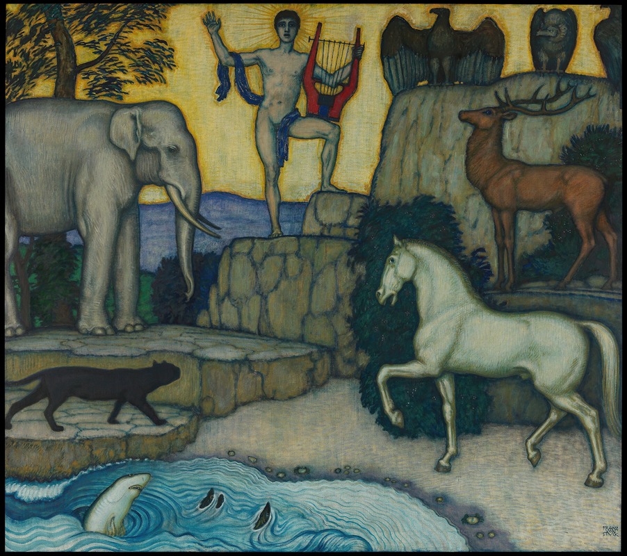 Orpheus and the Animals by Франц фон Стук — digital art print download