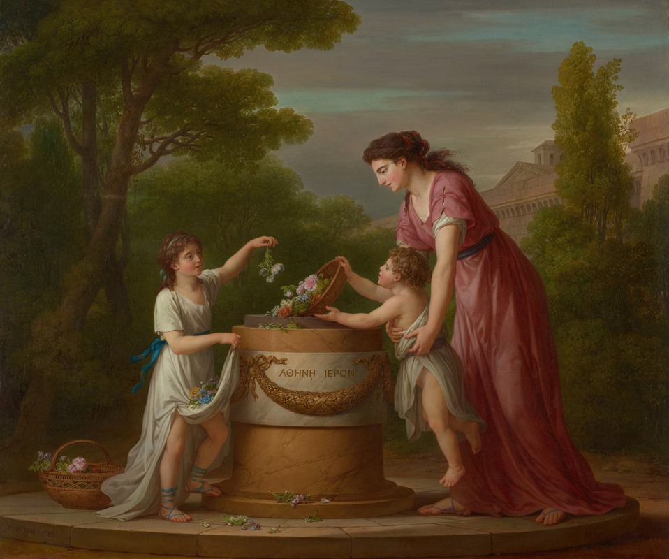 The Sacrifice to Minerva by Жозеф-Мари Вьен, 1788 — digital art print download