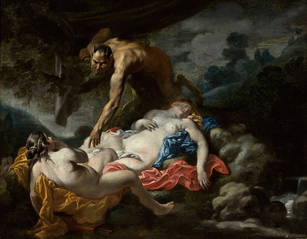 Satyr and nymphs by Аноним — digital art print download