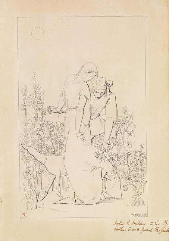Lovers by a Rosebush by Сэр Джон Эверетт Милле, 1848 — digital art print download