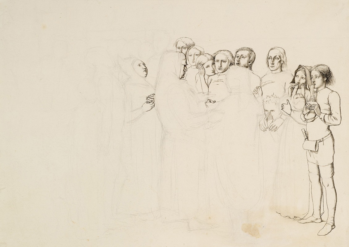 Study for 'A Baron Numbering his Vassals' by Сэр Джон Эверетт Милле, 1850 — digital art print download
