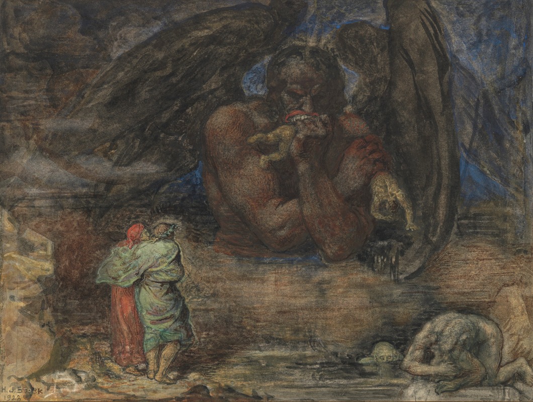 Dante and Virgil encounter Lucifer in Hell by Генри Джон Сток, 1923 — digital art print download