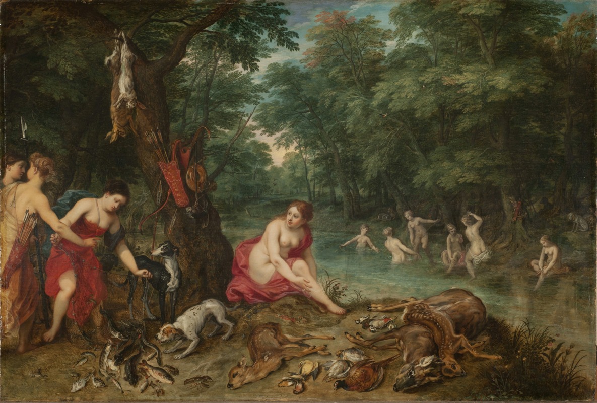 Nymphs bathing by Ян Брейгель Старший — digital art print download