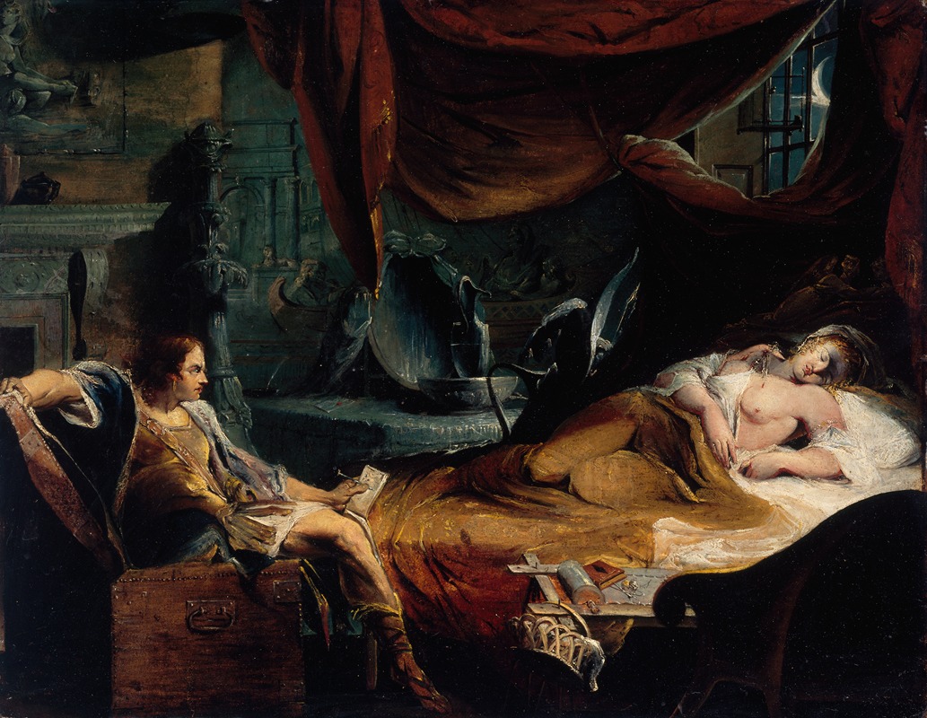 Iachimo Emerging from the Chest in Imogen's Chamber — Джеймс Барри