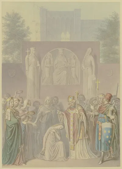 Sabine von Steinbach gesegnet und bekränzt by Ferdinand Fellner, 1858 — digital art print download