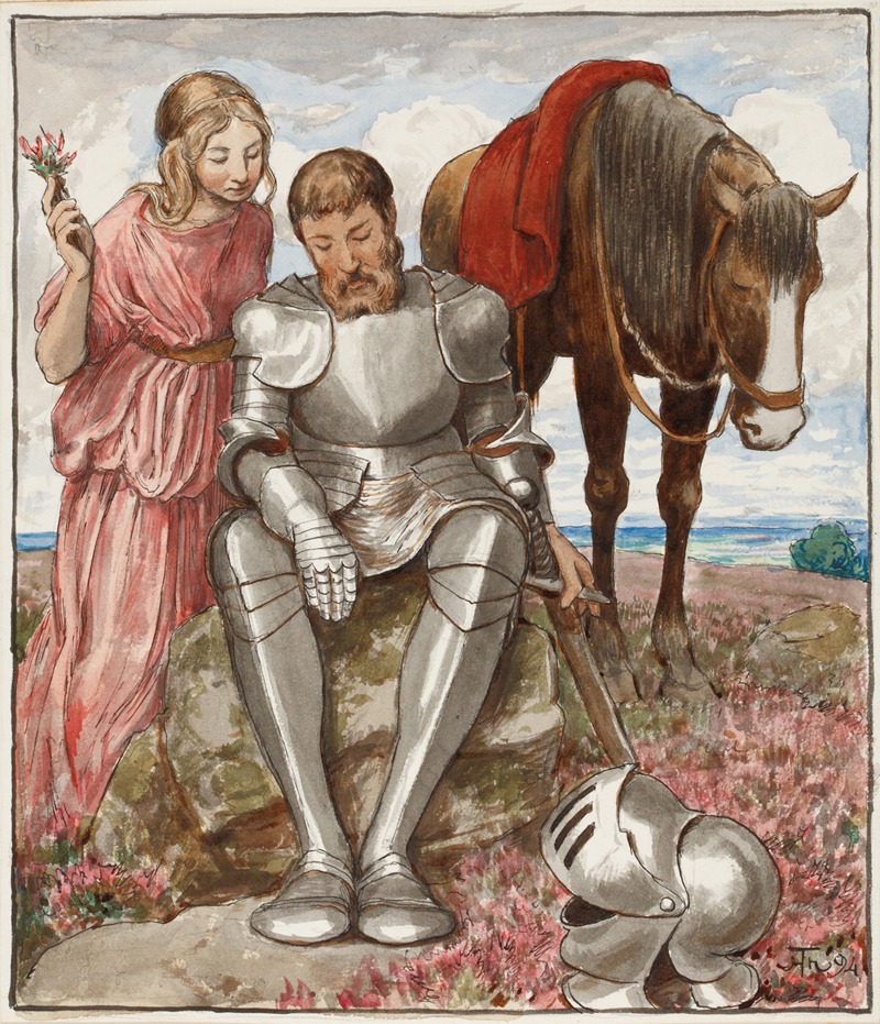 Erika and Seated Knight by Ханс Тома, 1894 — digital art print download