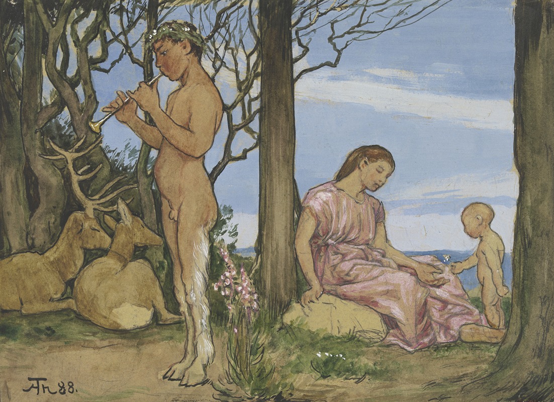 Faun and nymph by Ханс Тома, 1888 — digital art print download