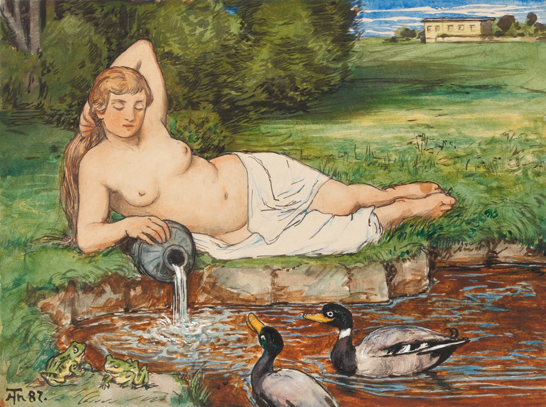 Nymph by a Brook by Ханс Тома, 1887 — digital art print download