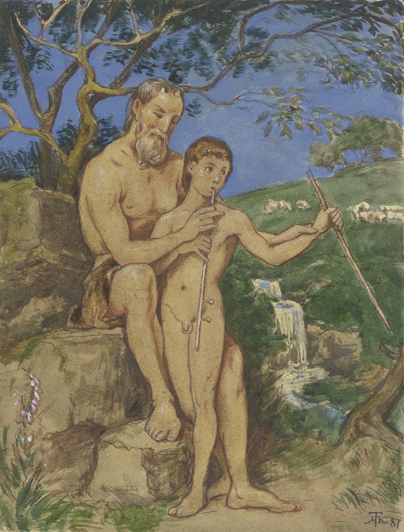 Old and young faun by Ханс Тома — digital art print download
