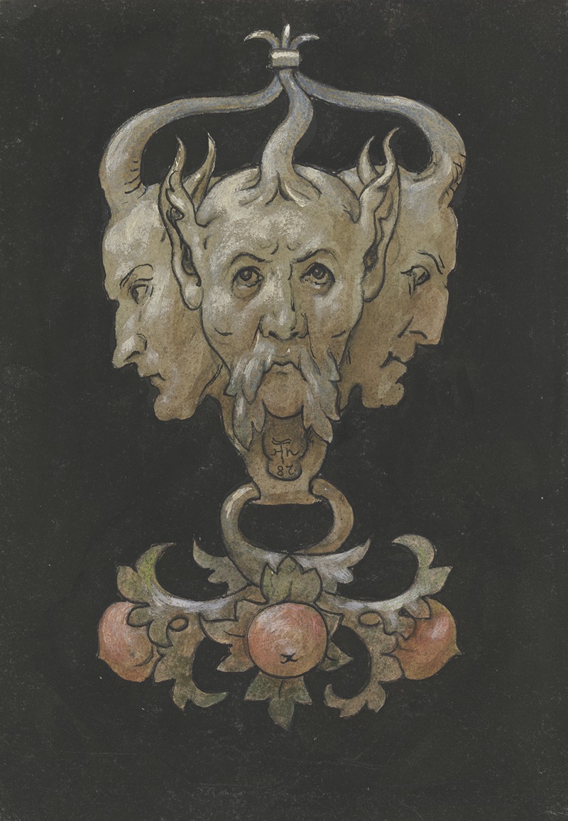 Three satyr masks by Hans Thoma, 1887 — digital art print download