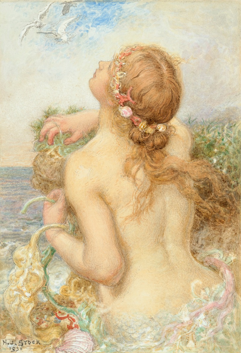 Mermaid rising from the sea — Henry John Stock