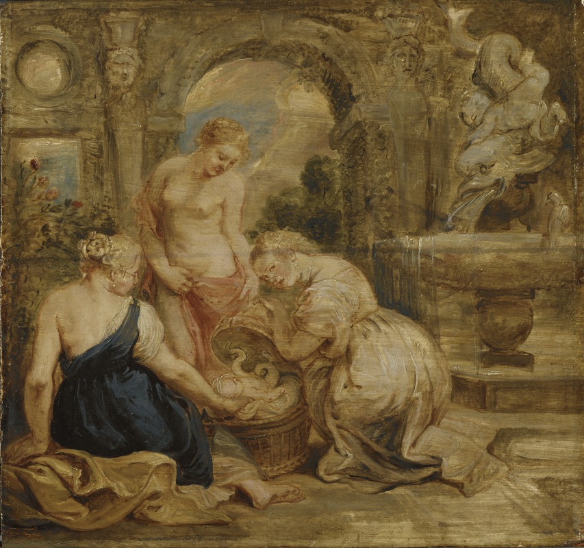 Cecrops' Daughters Finding Erichtonius. Sketch by Петер Пауль Рубенс — digital art print download