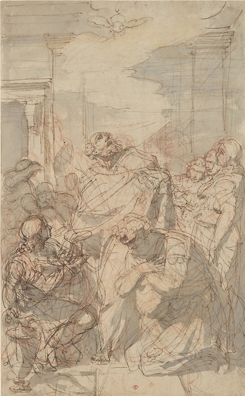 St. Peter Baptizing Cornelius by Laurent Pécheux — digital art print download