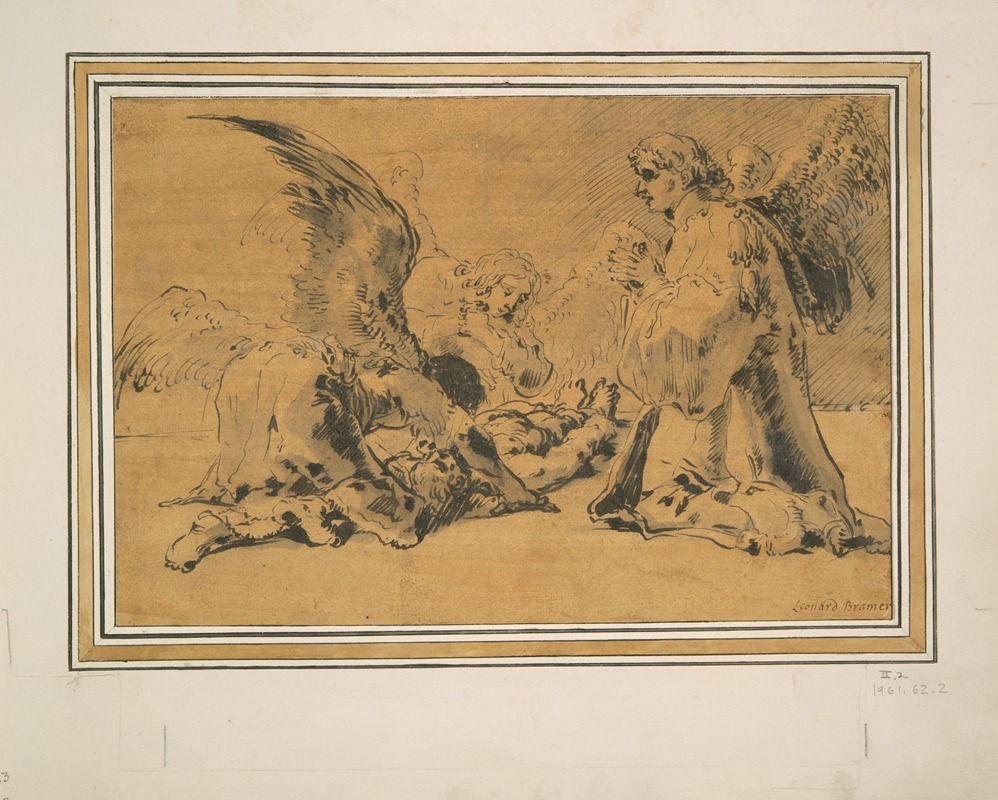 Dead Abel Mourned by Angels by Леонар Брамер — digital art print download