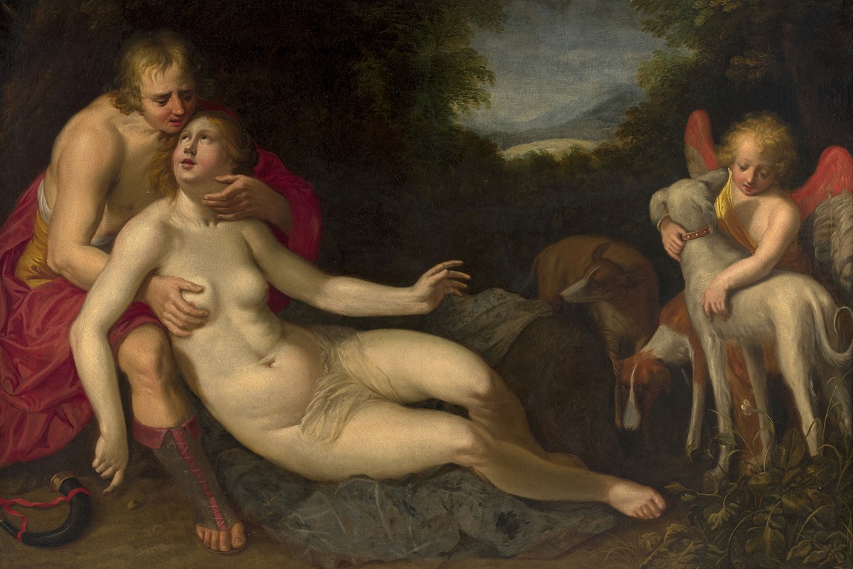 Venus and Adonis by Adriaen Van Nieulandt, 1627 — digital art print download