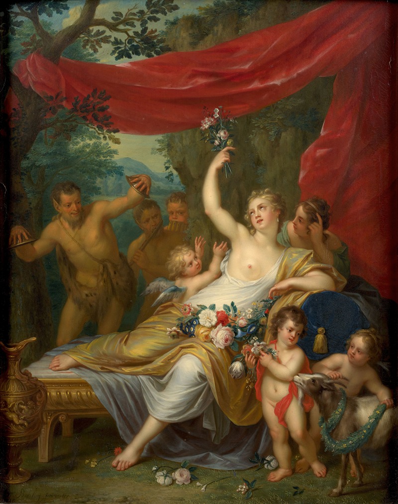 Venus surprised by three musical satyrs by Бальтазар Бешей, 1736 — digital art print download