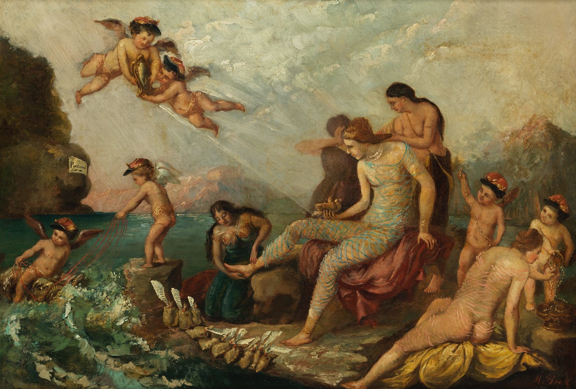 Wassernymphen mit Putti by Hermine von Reck, 1893 — digital art print download
