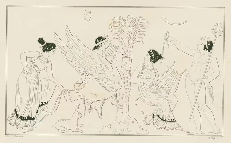 Apollo descending from Olympus on a swan — A. Rey