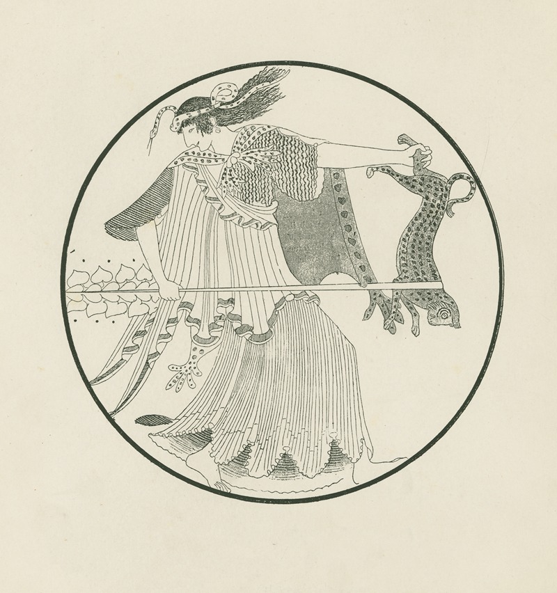 Dancing Maenad holding a panther and thyrsus — Anonymous