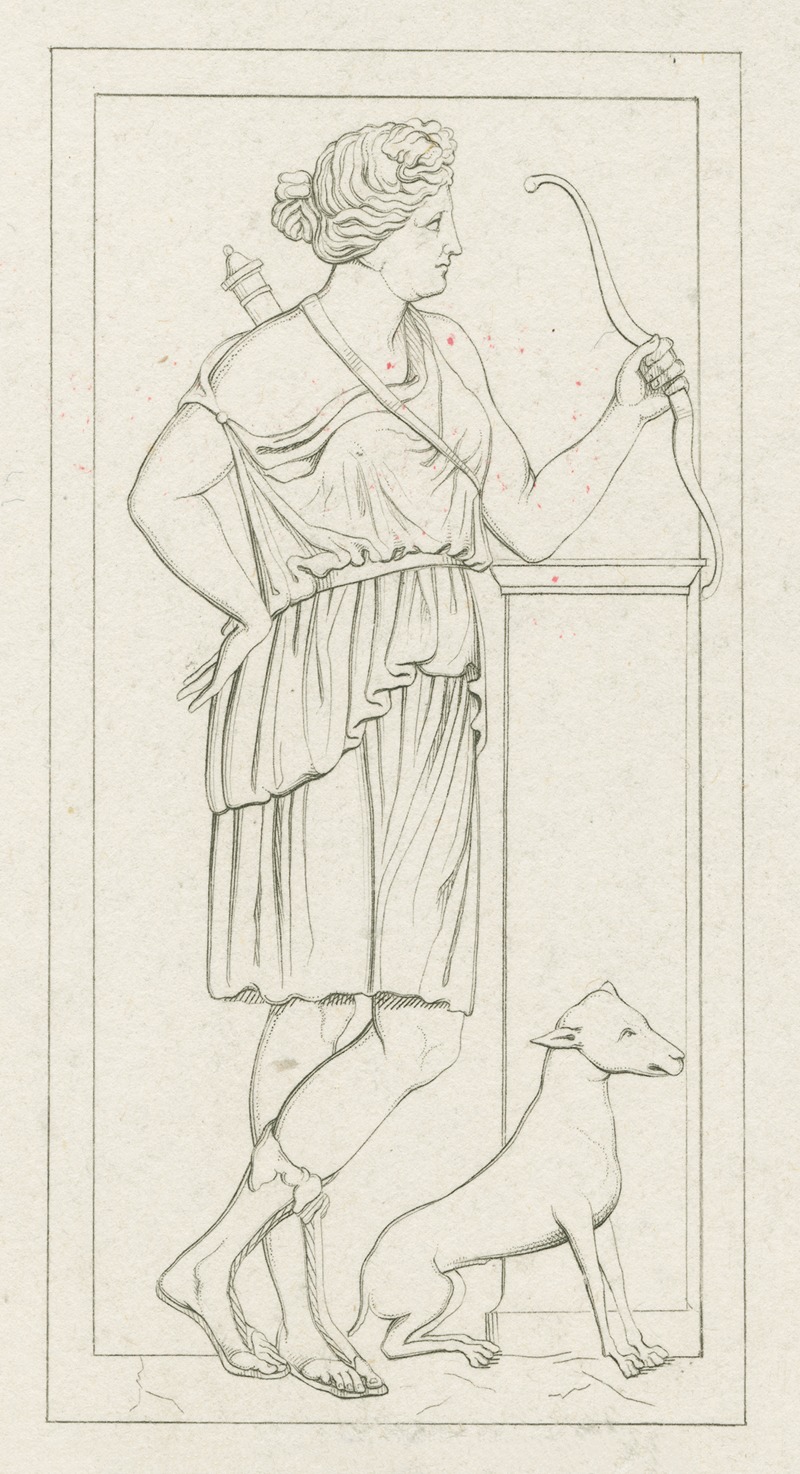 Diana with bow and hunting dog — Anonymous