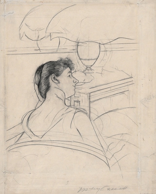 Woman and Lamp by Мэри Кассат — digital art print download