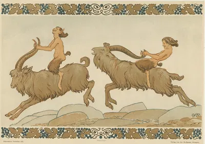 Fauns riding goats by Герхард Хейлман, 1901 — digital art print download
