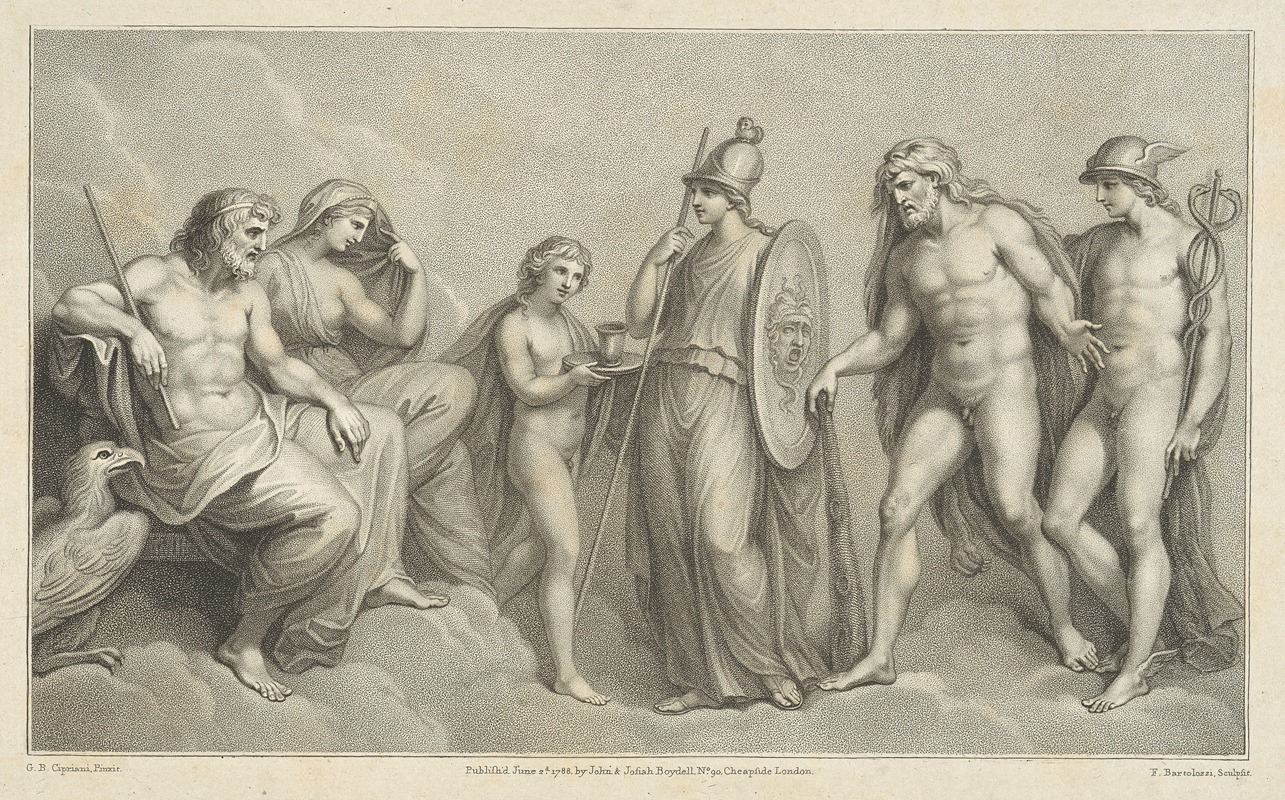 Hercules Presented To Jupiter And Juno by Джованни Баттиста Чиприани, 1788 — digital art print download