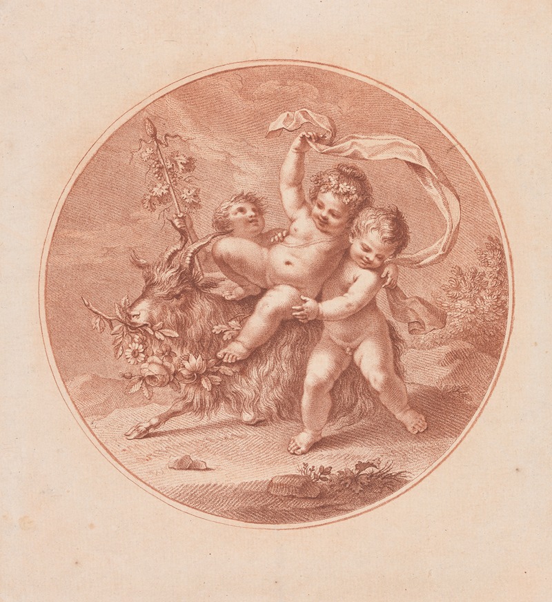 Three Putti And A Goat by Джованни Баттиста Чиприани — digital art print download