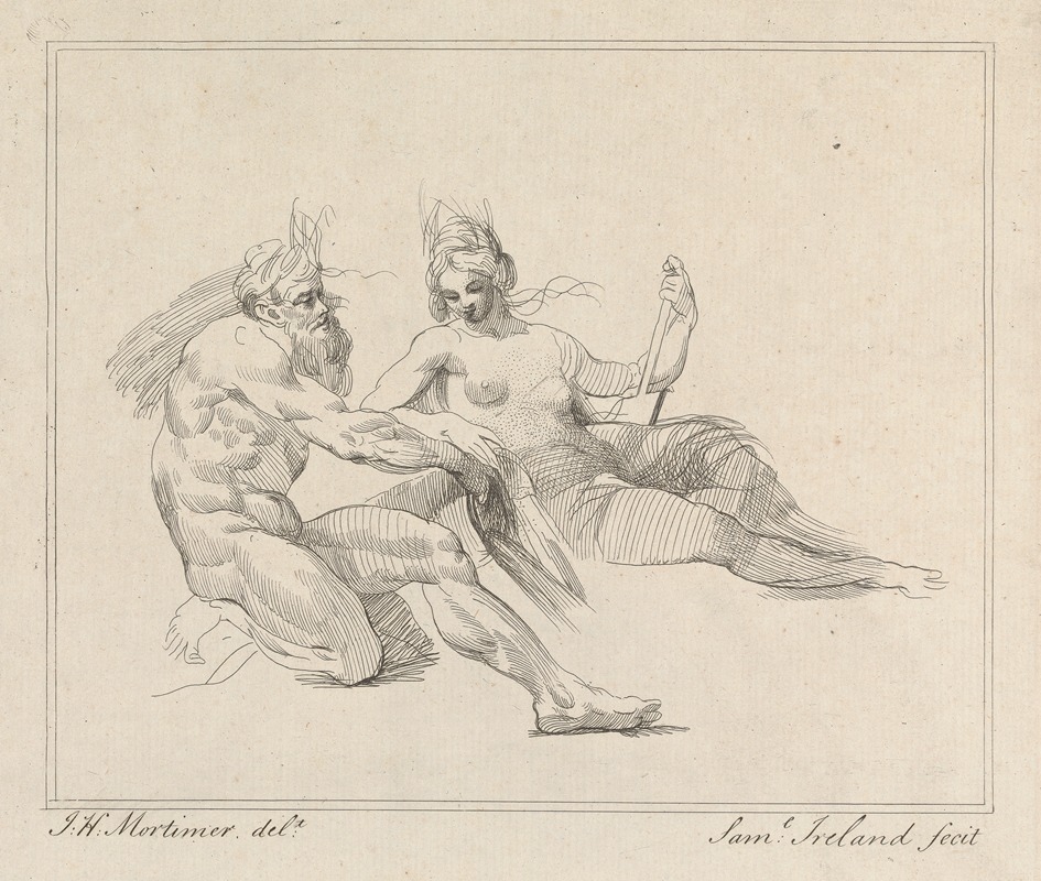 Two Mythological Figures by Джон Гамильтон Мортимер — digital art print download