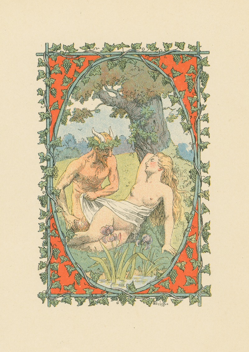 Nymph and satyr by Léon-G. Lebègue, 1909 — digital art print download