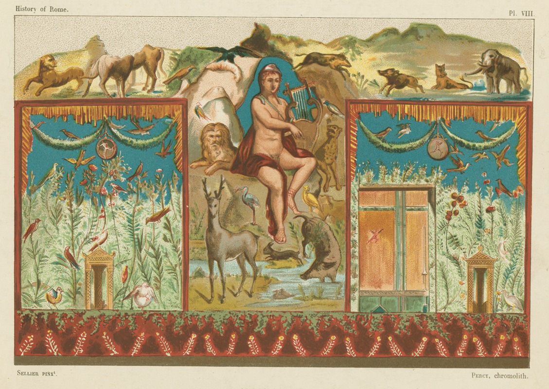 Orpheus charming the animals by П. Селье, 1890 — digital art print download