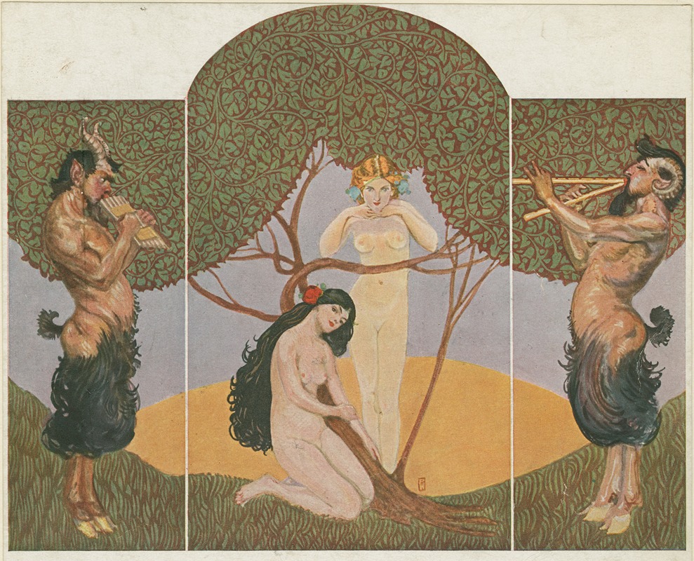 Fauns and nymphs by Вилли Погани, 1913 — digital art print download