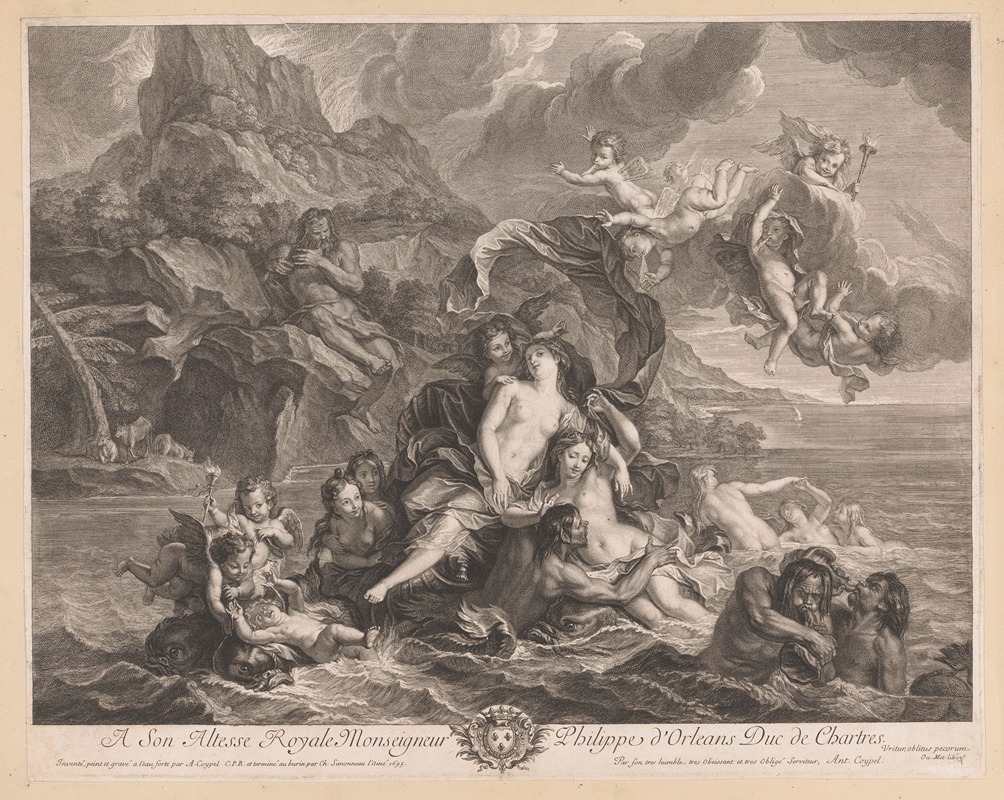 Triumph of Galatea by Шарль-Луи Симонно, 1695 — digital art print download
