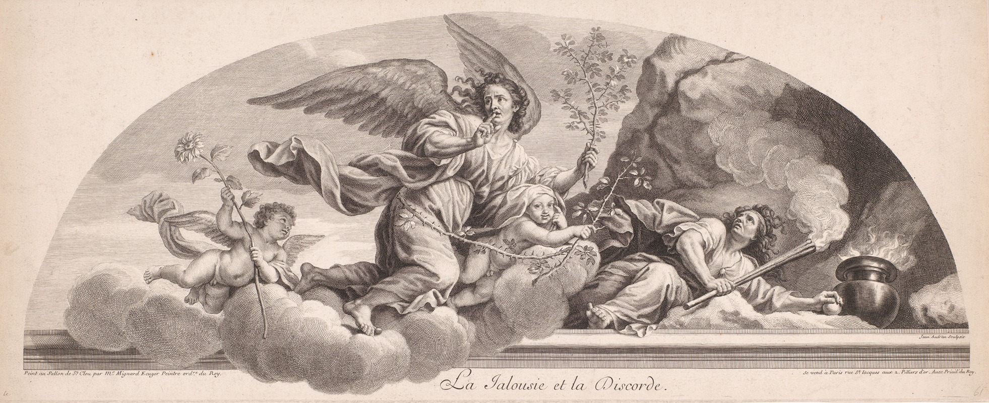 Allegorical representation with Jealousy and Discord — Jean Audran