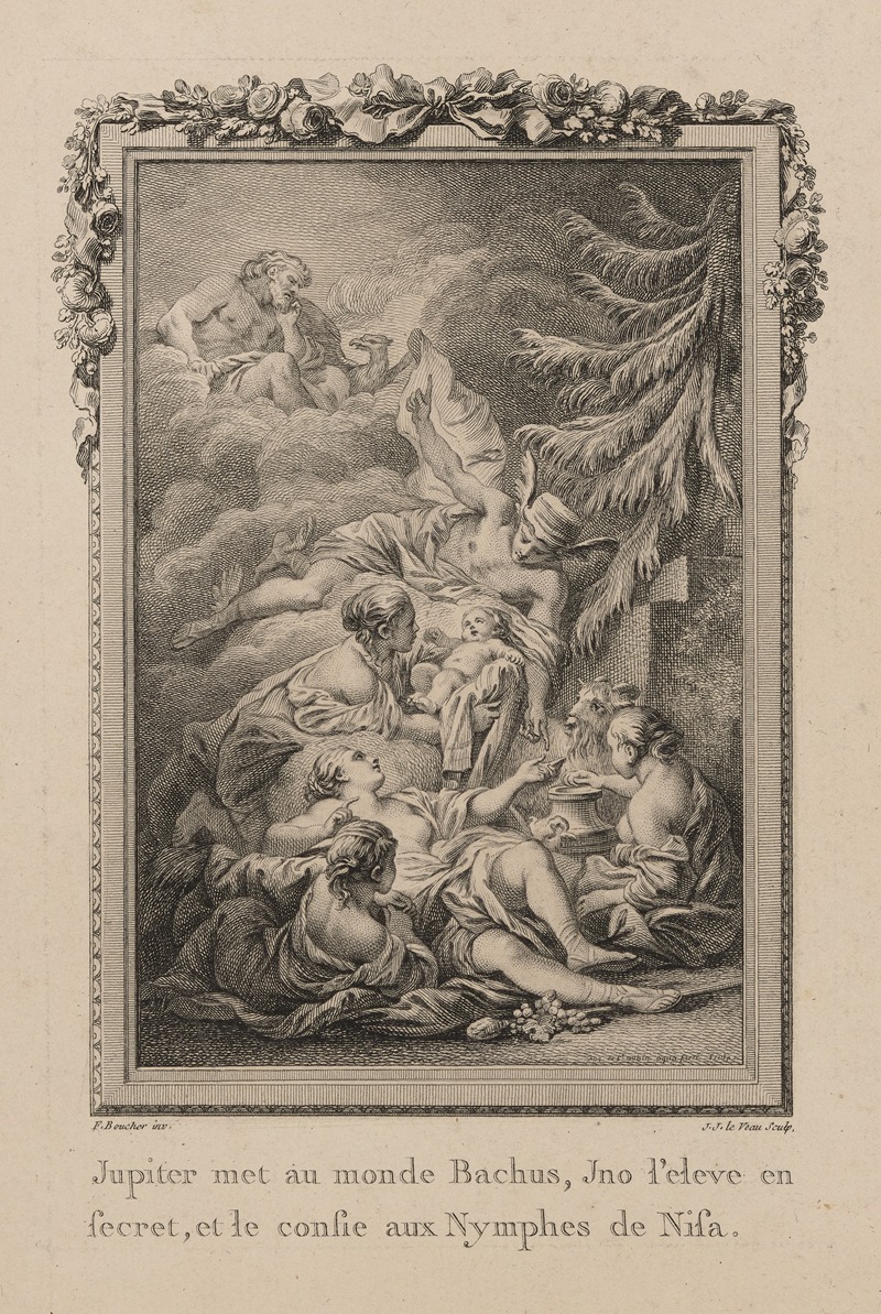Birth of Bacchus by Jean Jacques Le Veau, 1769 — digital art print download