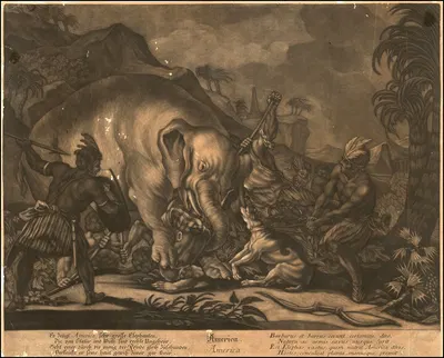 America by Johann Elias Ridinger, 1770 — digital art print download