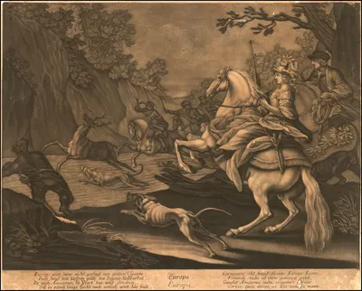 Europe by Johann Elias Ridinger, 1770 — digital art print download