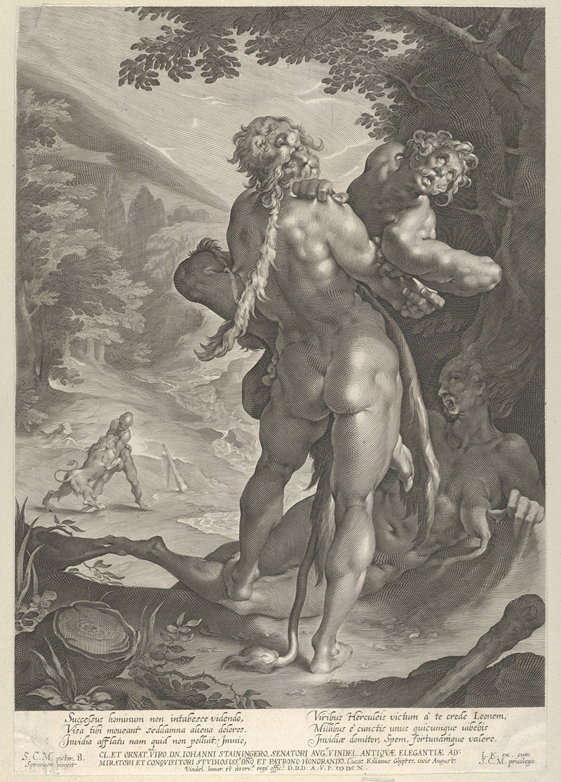 Hercules and Antaeus by Лукас Килиан, 1610 — digital art print download