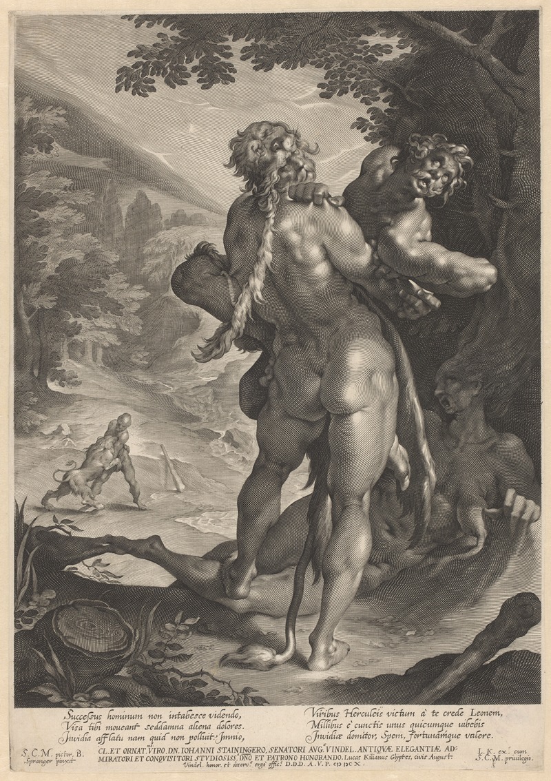 Hercules wrestles with Antaeus by Лукас Килиан, 1610 — digital art print download